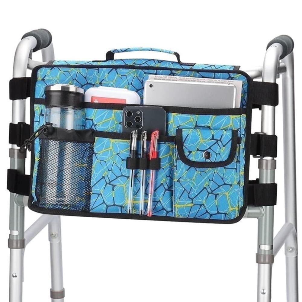 SupreGear Walker Bag,Rollator Wheelchair Storage Pouch WaterResistant Nylon Blue
